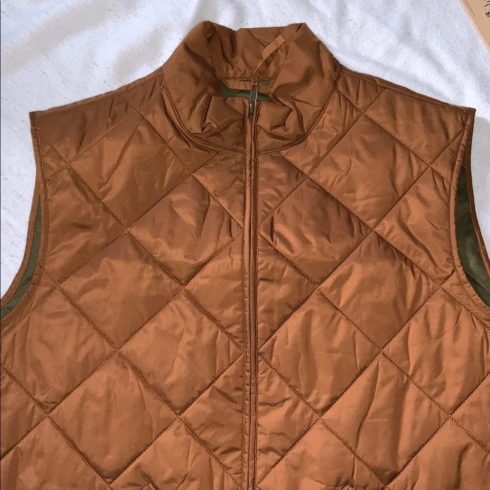 J Crew WALKER country vest men’s quilted saddle tan equestrian style large - Picture 2 of 11